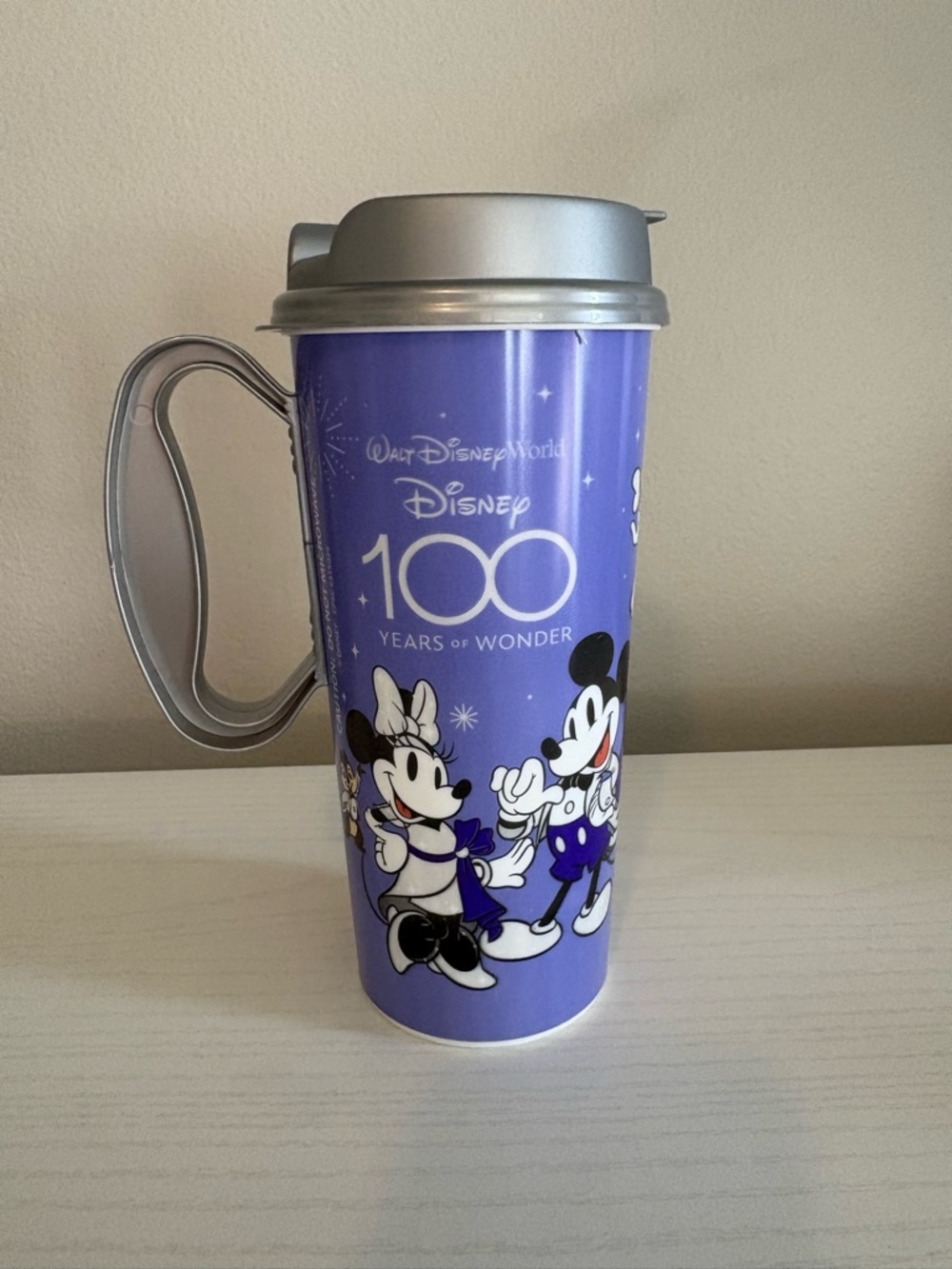 Disney 100 Years of Wonder Purple Travel Mug with Silver Lid